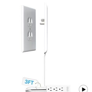 Sleek, Flat Ultra-Thin Outlet Concealer with Extension Cord Kit, 3ft